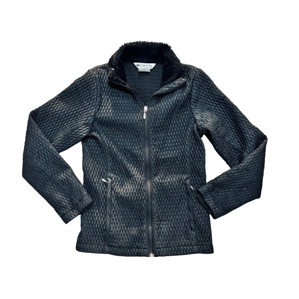 Columbia Womens Black Quilted Full Zip Fleece Lined Jacket Small